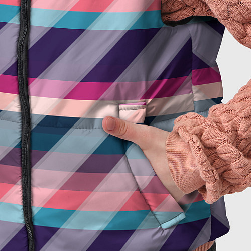 Детский жилет Косая клетка: разные оттенки фиолетового / 3D-Черный – фото 5