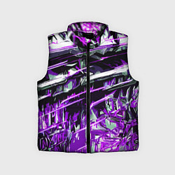 Детский жилет Агрессивный металл и фиолетовые линии, цвет: 3D-черный