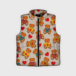 Детский жилет Мишки в свитерах и сердечки, цвет: 3D-черный