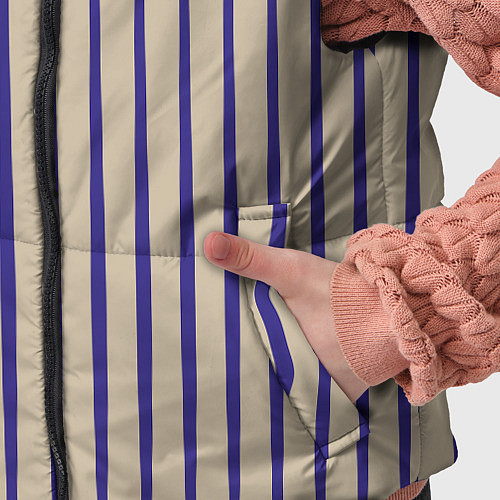 Детский жилет Синие вертикальные линии / 3D-Черный – фото 5
