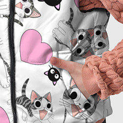 Детский жилет Влюблённый котик аниме и сердечки, цвет: 3D-черный — фото 2