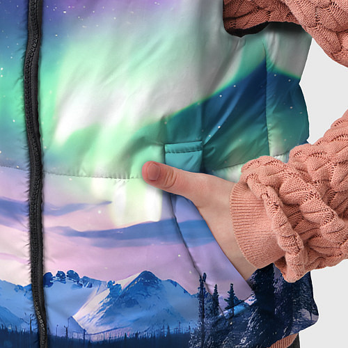 Детский жилет Северное сияние на природе ai art / 3D-Черный – фото 5