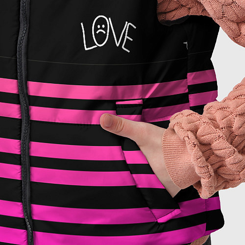 Детский жилет Lil Peep розовые полосы / 3D-Черный – фото 5
