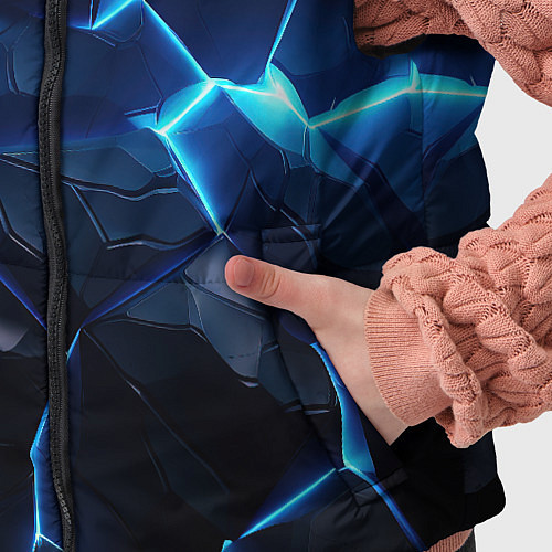 Детский жилет Синий неоновый разлом черной абстракции / 3D-Светло-серый – фото 5