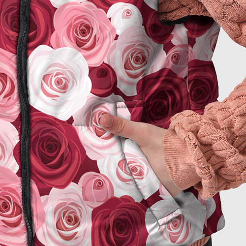 Детский жилет Красные и розовые розы / 3D-Черный – фото 5