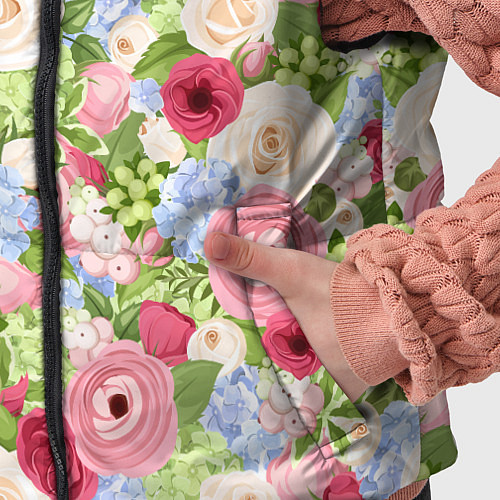 Детский жилет Фон с розами, лютиками и гортензиями / 3D-Красный – фото 5