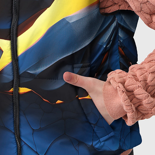 Детский жилет Желтая лава на синих плитах / 3D-Светло-серый – фото 5