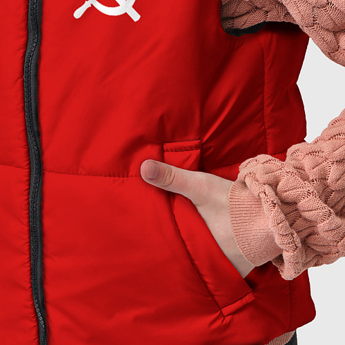 Детский жилет СССР гост три полоски на красном фоне / 3D-Черный – фото 5