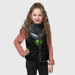 Детский жилет Яркая зеленая абстрактная конструкция в стиле nvid, цвет: 3D-черный — фото 2