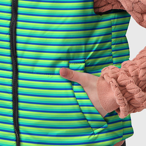 Детский жилет Зелёный в синюю полоску / 3D-Светло-серый – фото 5