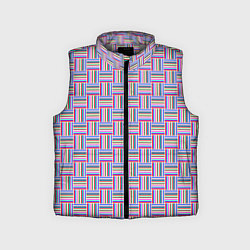 Детский жилет Разноцветный клетка-полосы паттерн, цвет: 3D-светло-серый