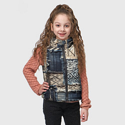 Детский жилет Геометрия на пэчворк дениме, цвет: 3D-красный — фото 2