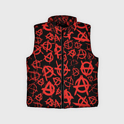 Детский жилет Узор анархия красный, цвет: 3D-черный