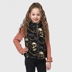 Детский жилет Прикованные золотой цепью черепа, цвет: 3D-светло-серый — фото 2