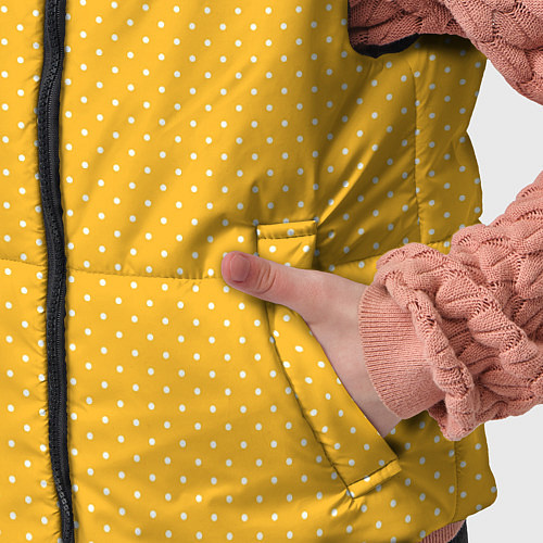 Детский жилет Жёлтый в белый маленький горошек / 3D-Черный – фото 5