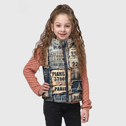 Детский жилет Пэчворк джинсы из Парижа / 3D-Красный – фото 3