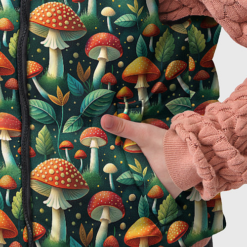 Детский жилет Дикие грибы лесные мухоморы / 3D-Светло-серый – фото 5