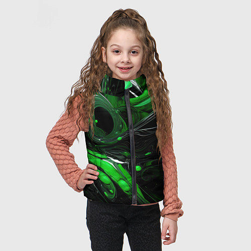 Детский жилет Green dark abstract geometry style / 3D-Красный – фото 3