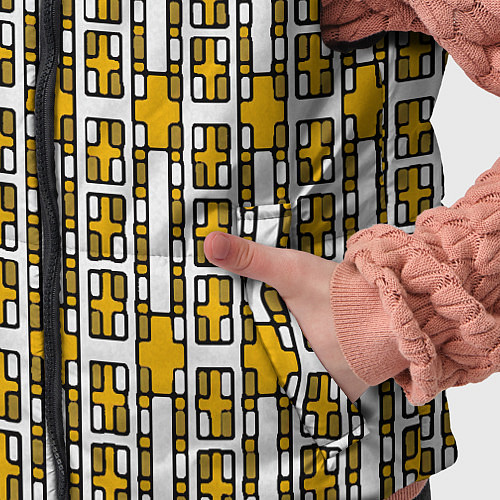 Детский жилет Жёлтые и белые кирпичики на белом фоне / 3D-Светло-серый – фото 5