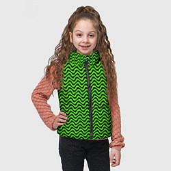Детский жилет Искажённые полосы кислотный зелёный, цвет: 3D-черный — фото 2