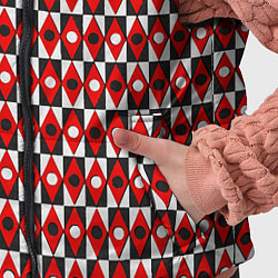 Детский жилет Чёрно-белые ромбы и круги на красном фоне, цвет: 3D-светло-серый — фото 2