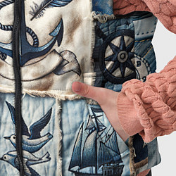 Детский жилет Пэчворк с якорем - джинсовка моряка, цвет: 3D-черный — фото 2