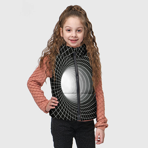Детский жилет Червоточина - белая сетка на черном / 3D-Светло-серый – фото 3