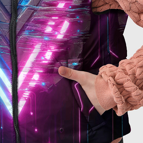 Детский жилет Neon geometric abstraction - ai art / 3D-Черный – фото 5