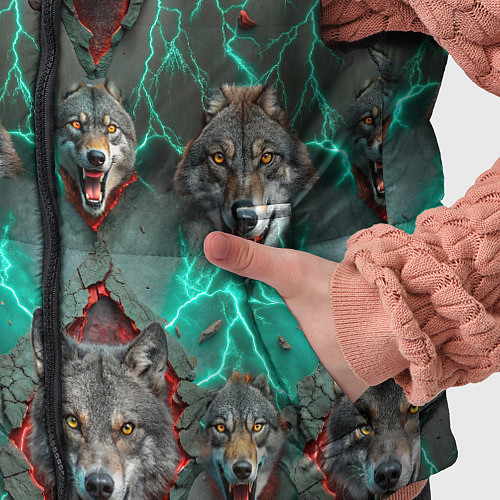 Детский жилет Эпичный паттерн из волков / 3D-Светло-серый – фото 5