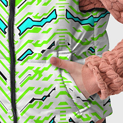 Детский жилет Агрессивный бело-зелёный паттерн, цвет: 3D-светло-серый — фото 2