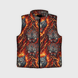 Детский жилет Волки эпичный паттерн, цвет: 3D-светло-серый