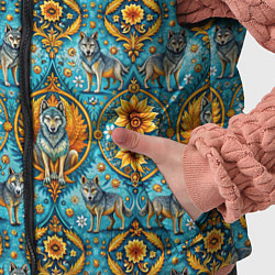 Детский жилет Узоры волки и цветы, цвет: 3D-светло-серый — фото 2