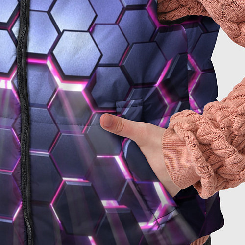 Детский жилет Плиты с сиреневым неоновым свечением / 3D-Черный – фото 5