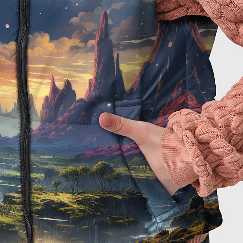 Детский жилет Космический фантазийный мир на другой планете / 3D-Черный – фото 5