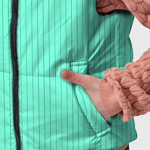 Детский жилет Светлый бирюзовый в тонкую полоску / 3D-Светло-серый – фото 5