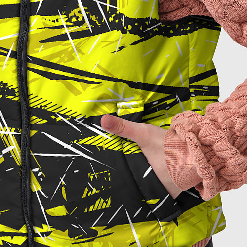 Детский жилет Yellow geometry - спортивный узор / 3D-Светло-серый – фото 5