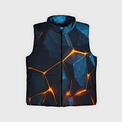 Детский жилет Разлом плит с оранжевым свечением, цвет: 3D-черный