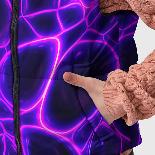 Детский жилет Фиолетовы неоновые соты / 3D-Черный – фото 5