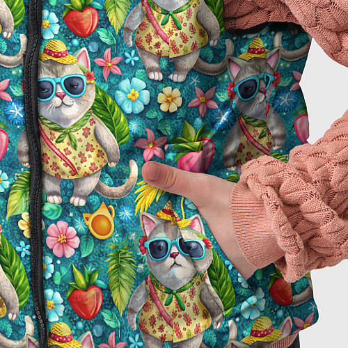 Детский жилет Коты и летний вайб паттерн / 3D-Черный – фото 5