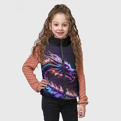 Детский жилет Неоновый сиреневый дракон на черном фоне, цвет: 3D-черный — фото 2