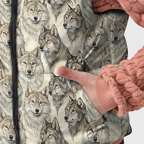 Детский жилет Паттерн лесного волка / 3D-Черный – фото 5