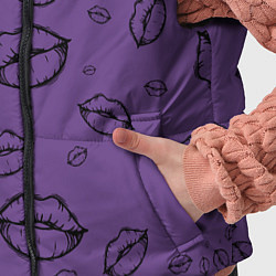 Детский жилет Паттерн черный контур губ на фиолетовом - lips pur, цвет: 3D-черный — фото 2