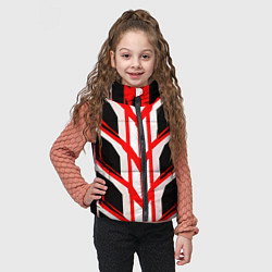 Детский жилет Красные полосы на чёрно-белом фоне, цвет: 3D-черный — фото 2