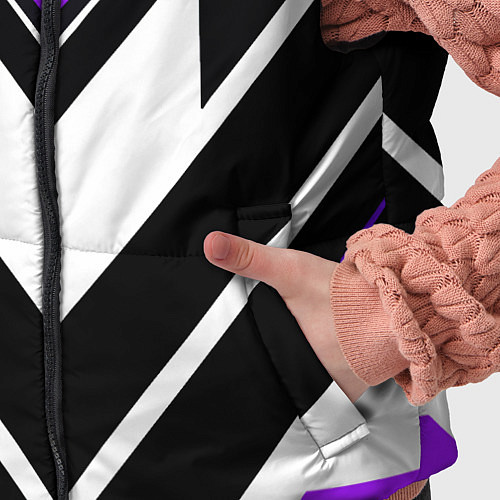 Детский жилет Фиолетово-белые полосы на чёрном фоне / 3D-Черный – фото 5