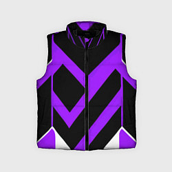 Детский жилет Фиолетово-белые полосы на чёрном фоне, цвет: 3D-черный