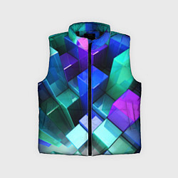 Детский жилет Неоновые кубы текстура, цвет: 3D-черный