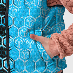 Детский жилет Техно-киберпанк шестиугольники голубой и чёрный, цвет: 3D-светло-серый — фото 2