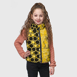 Детский жилет Киберпанк соты шестиугольники жёлтый и чёрный с па, цвет: 3D-черный — фото 2