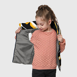 Детский жилет Жёлто-белые широкие линии на чёрном фоне, цвет: 3D-светло-серый — фото 2