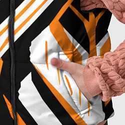 Детский жилет Чёрно-оранжевые полосы на белом фоне, цвет: 3D-красный — фото 2